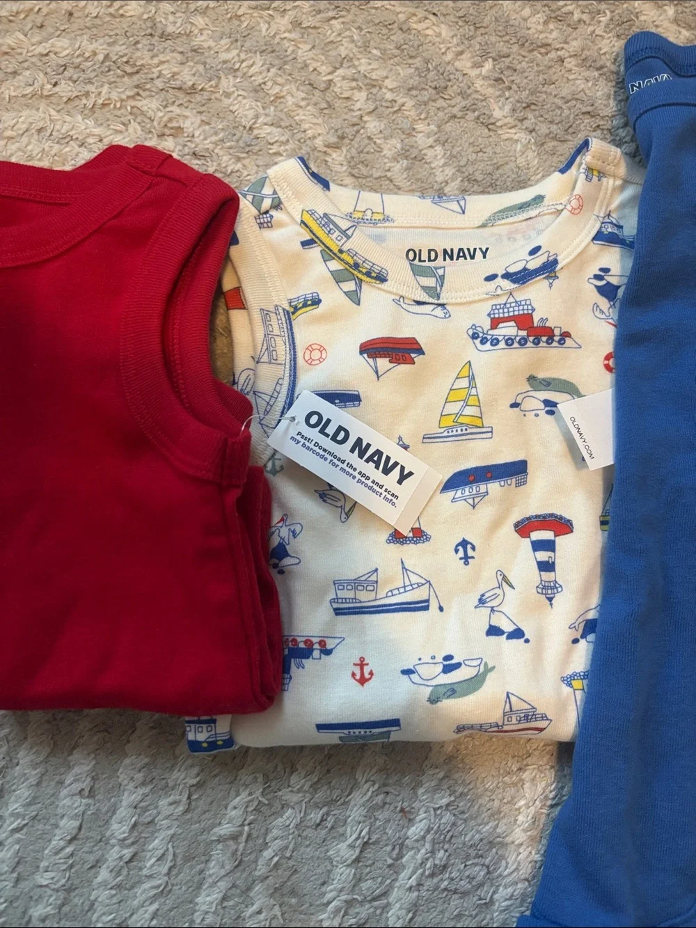 NWT - Old Navy Red, Cream & Blue Kids Tank Top Set - 12-18 months